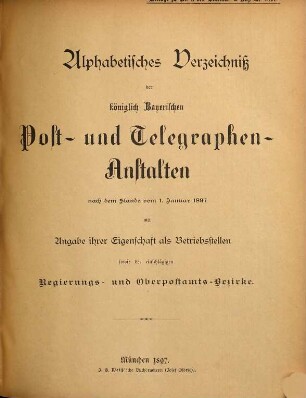 Verordnungs- und Anzeige-Blatt der Königl. Bayerischen Verkehrs-Anstalten. 1897
