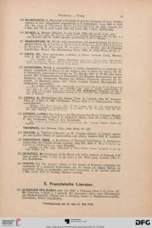 X. Französische Literatur (Nr. 220-249)