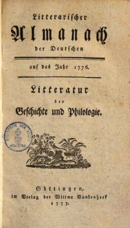 Litterarischer Almanach der Deutschen auf das Jahr ..., [2.]