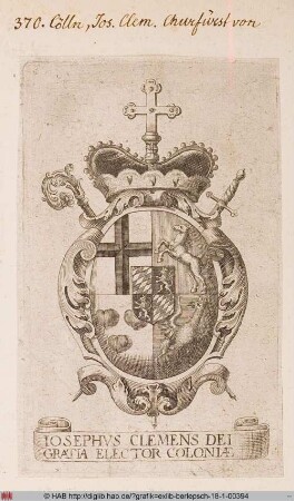 Wappen des Herzogs von Bayern, Kurfürsten und Erzbischofs von Köln Josef Klemens