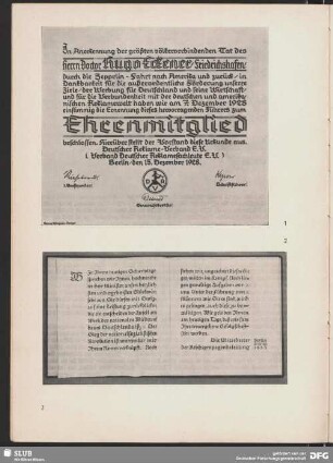 In Anerkennung der größten völkerverbindenden Tat des Herrn Doktor Hugo Eckener. Friedrichshafen. Ehrenmitglied