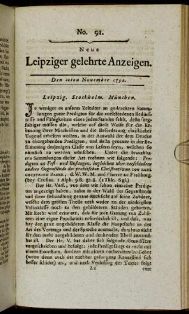 No. 91. Den 12ten November 1790.
