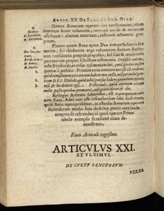 Articulus XXI. Et Ultimus. De Cultu Sanctorum.