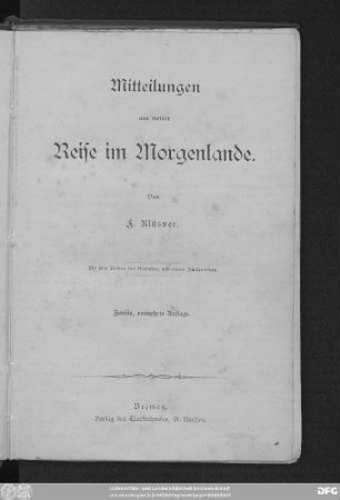 Mitteilungen aus meiner Reise im Morgenlande