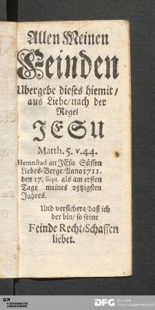 Allen Meinen Feinden [...].