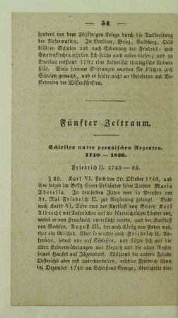 Fünfter Zeitraum. Schlesien unter preußischen Regenten. 1740 - 1836