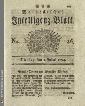 No. 26. Dienstag, den 1. Julius 1794
