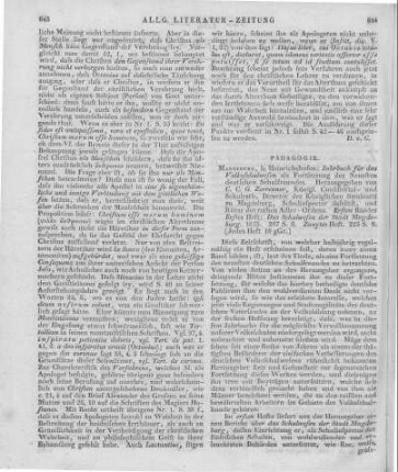 Zerrenner, C. C.: Jahrbuch für das Volksschulwesen. Bd. 1. H. 1. Das Schulwesen der Stadt Magdeburg. Magdeburg: Heinrichshofen 1825