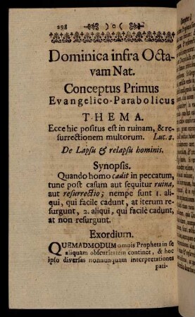 298-307, Conceptus Primus Evangelico-Parabolicus.