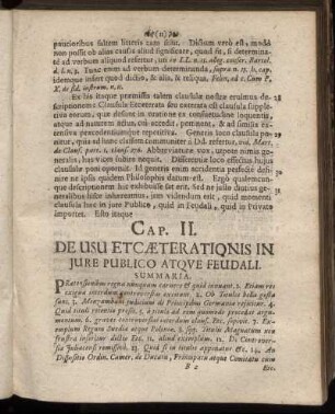 Cap. II. De Usu Etcæterationis In Jure Publico Atque Feudali.