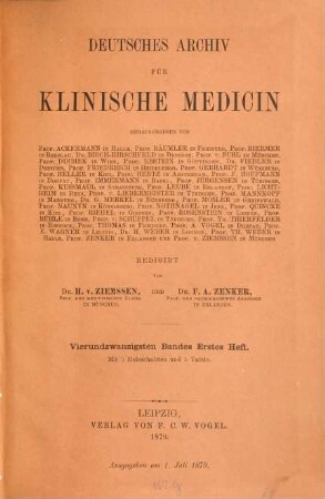 Deutsches Archiv für klinische Medizin. 24, 24. 1879