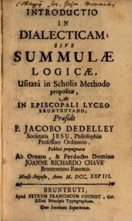 Introductio in dialecticam : sive summulae logicae, usitata in scholis methodo
