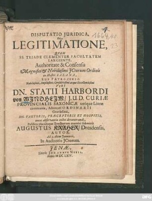 Disputatio Iuridica, De Legitimatione
