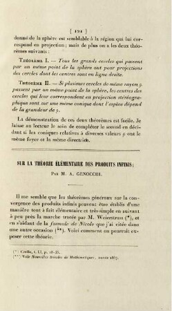 Sur la théorie élémentaire des produits infinis.