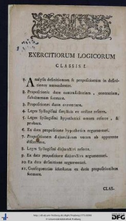Exercitiorum Logicorum Class. I - V.