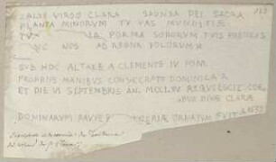 Die Nachschrift einer Inschrift eines Altares (?)