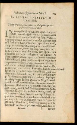 D. Irenaei Praefatio secundi libri.