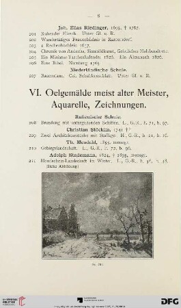 VI. Oelgemälde meist alter Meister, Aquarelle, Zeichnungen (Nr. 208-610)