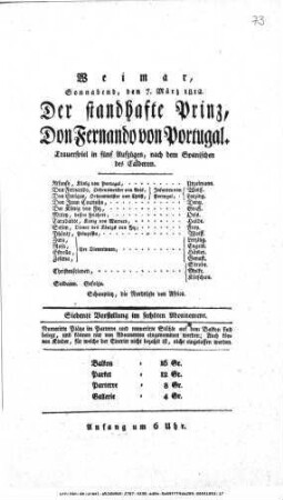 Der standhafte Prinz, Don Fernando von Portugal