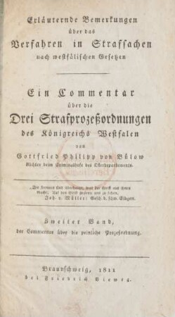 Bd. 2: Der Commentar über die peinliche Prozeßordnung