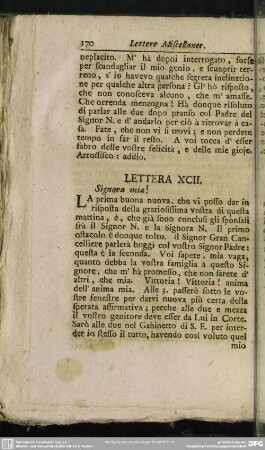 Lettera XCII. Signora mia!