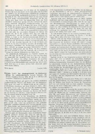429-430 [Rezension] Räisänen, Heikki, Das Messiasgeheimnis im Markusevangelium