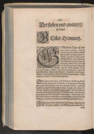 Der sieben vnd zwantzigste Titul. Becker Ordnung.