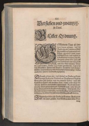 Der sieben vnd zwantzigste Titul. Becker Ordnung.