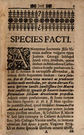 Admodum Reverendi ac Doctissimi Domini Davidis F. Hüffenwetter, Sacerdotis Ecclesiastici, Dialogi Apologetici Pro Statu Petrino seu Ecclesiastico, adversus libellum, Quem Quidam Anonymus Soc. Jesu, sub titulo: Cura salutis, sive de statu vitae, maturè ac prudenter deliberandi methodus: Anno 1714. Viennae Austriae edidit