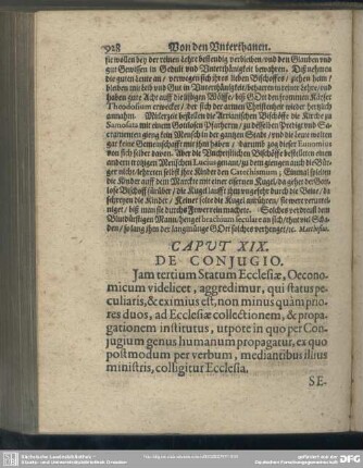Caput XIX. De Coniugio