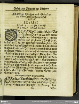 Gebet zum Eingang des Psalters