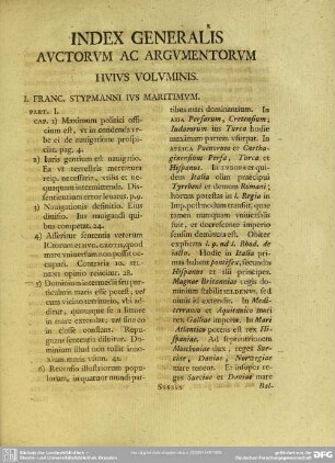 Index Generalis Auctorum Ac Argumentorum Huius Voluminis