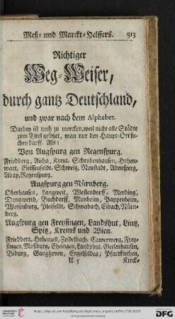 Richtiger Weg-Weiser, durch gantz Deutschland