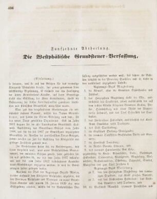 Fünfzehnte Abtheilung. Die Westphälische Grundsteuer-Verfassung