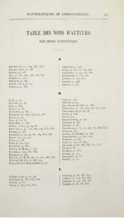Table des Noms D'Auteurs.