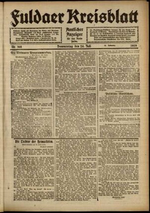 Ausgabe vom Donnerstag, den 24. Juli 1919.