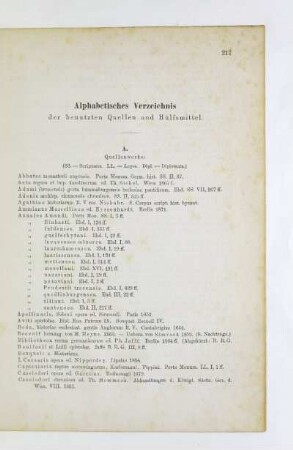 Alphabetisches Verzeichnis der benutzten Quellen und Hülfsmittel