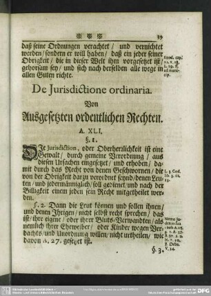 De Iurisdictione ordinaria. Von Ausgesetzten ordentlichen Rechten