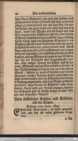 Vom äusserlichen Anshen und Erkänntniß der Ertzen