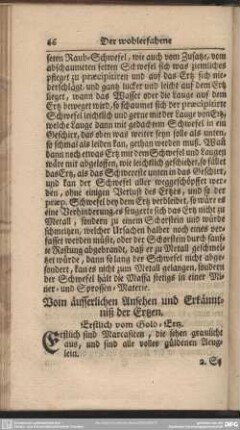Vom äusserlichen Anshen und Erkänntniß der Ertzen