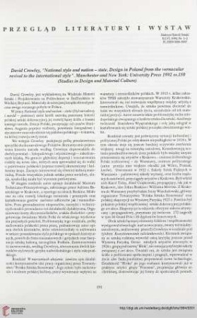Przegląd literatury i wystaw