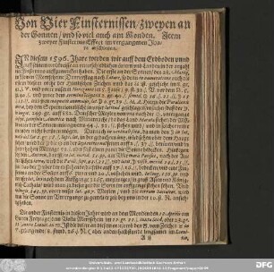 Von Vier Finsternissen/ zweyen an der Sonnen/ und so viel auch am Monden. Item zweyer Finsternis Effect im vergangenen Jhare erschienen.