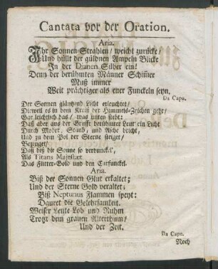 Cantata vor der Oration