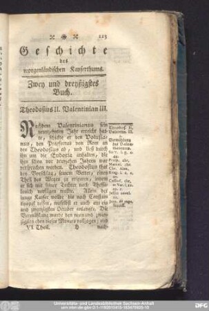 Zwey und dreyßigstes Buch. Theodosius II. Valentinian III.