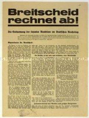 Flugschrift der SPD mit einer Rede von Rudolf Breitscheid am 14. Oktober 1931 im Reichstag