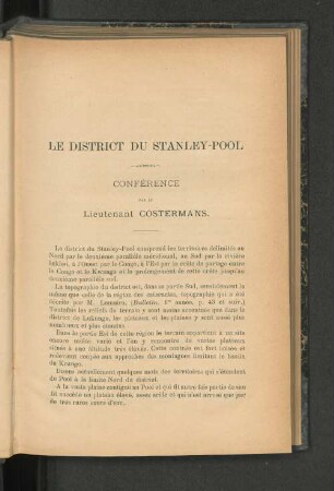 Le District Du Stanley-Pool.