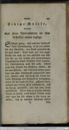 Einige Briefe, worinn mann seine Theilnehmung an dem Schicksal andrer bezeigt