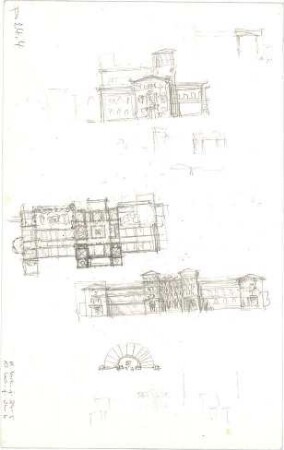 Bühlmann, Josef; Schlossentwurf - Grundrisse, Teilansicht, Details