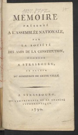 Mémoire Présenté A L'Assemblée Nationale