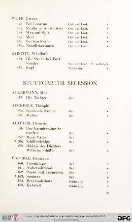 Stuttgarter Secession (Nr. 153 - 293)